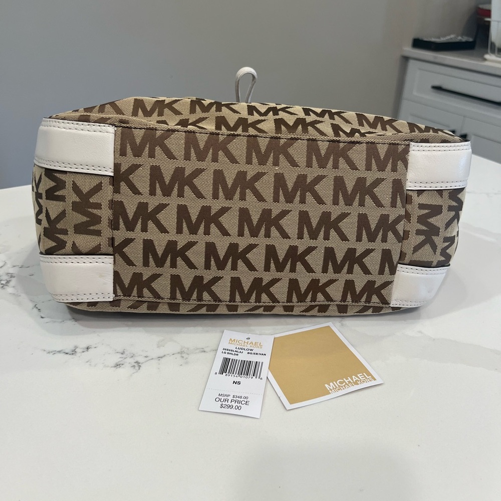 MICHAEL KORS Ludlow Shoulder Bag Signature Jacquard and Leather new with tags - Picture 4 of 16